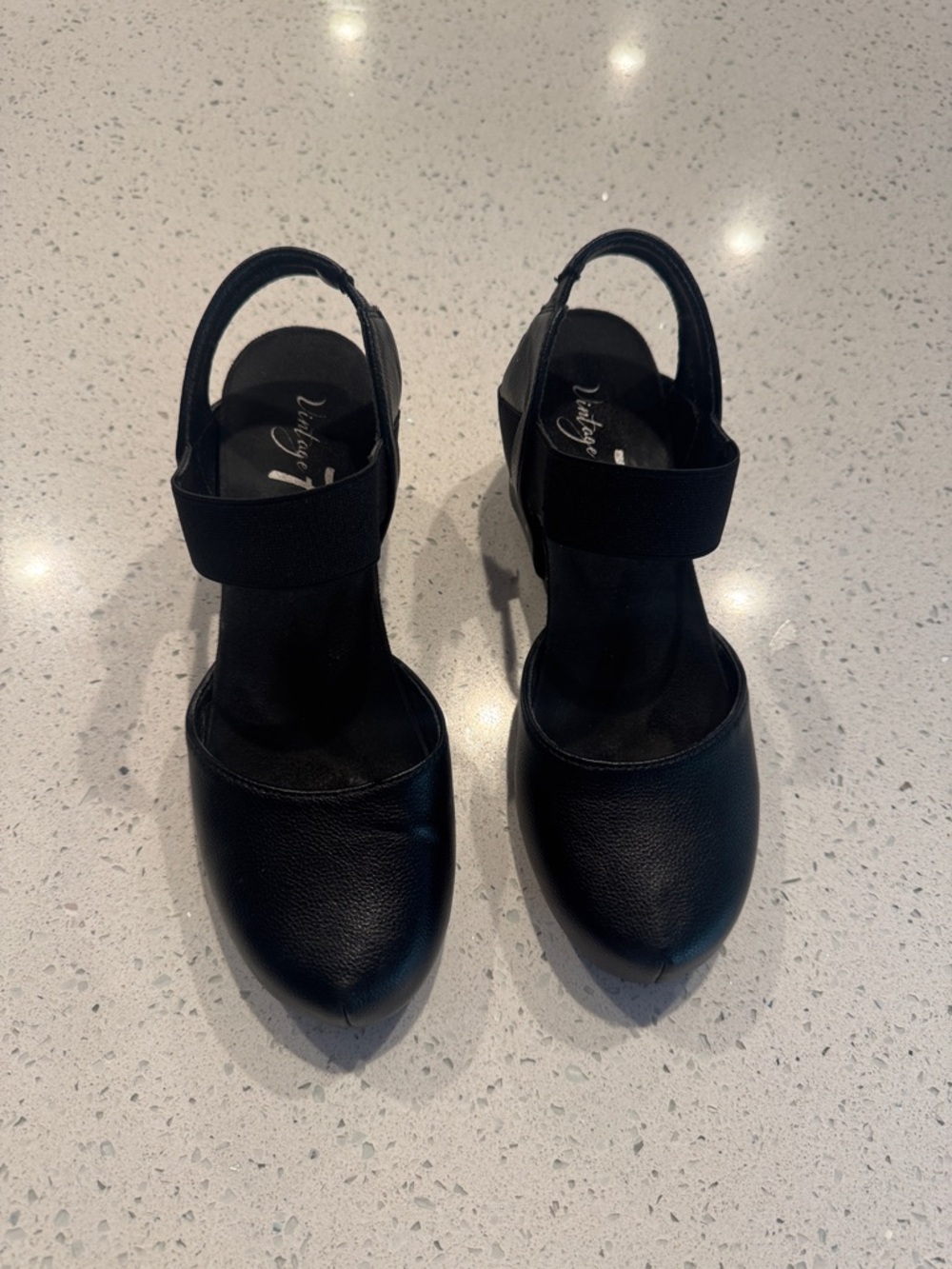 Women’s Black Slingback Heels with Elastic Ankle Strap by Unlisted